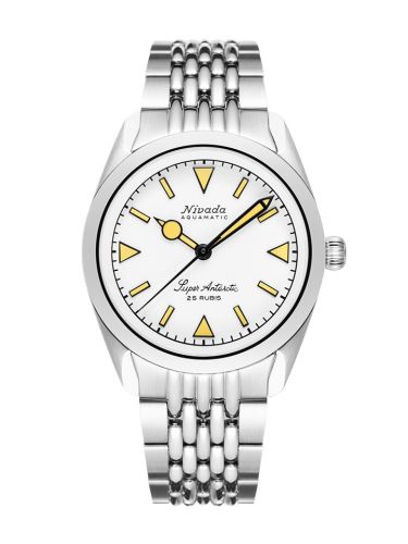 Nivada Grenchen 32064A04 : Super Antarctic White - Yellow Luminova / Stainless Steel / Beads of Rice