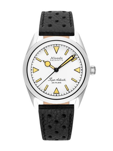 Nivada Grenchen 32064A10 : Super Antarctic White - Yellow Luminova / Stainless Steel / Black Racing