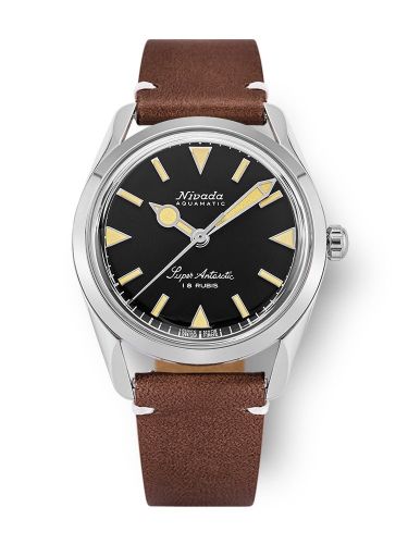Nivada Grenchen 35013M14 : Super Antarctic 35 Black - Beige Luminova / Stainless Steel / Brown - White