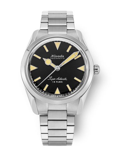 Nivada Grenchen 35013M20 : Super Antarctic 35 Black - Beige Luminova / Stainless Steel / Flat Link