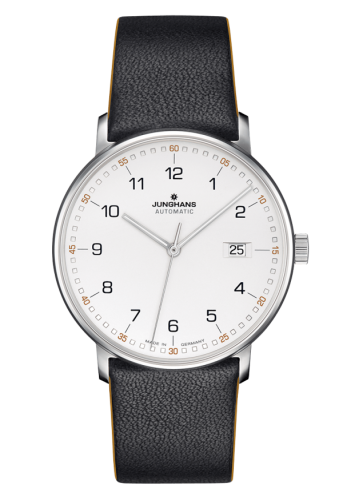 Junghans 027/4731.00 : Form A Stainless Steel / White Arabic / Black Calf