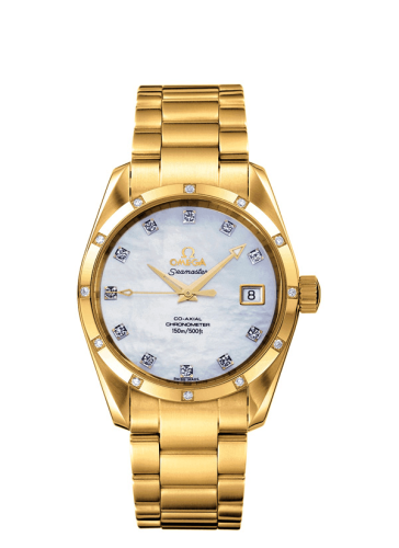 Omega 2005.75.00 : Seamaster Aqua Terra 150M Co-Axial 36.2 Yellow Gold / Diamond / MOP / Bracelet