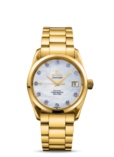 Omega 2104.75.00 : Seamaster Aqua Terra 150M Co-Axial 36.2 Yellow Gold / Diamond / MOP / Bracelet