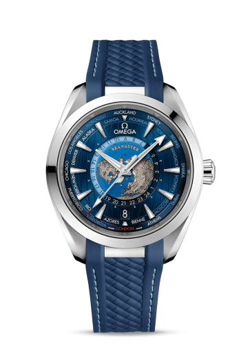 Omega 220.12.43.22.03.001 : Seamaster Aqua Terra 150M Master Chronometer 43 Worldtimer Stainless Steel / Blue / Rubber