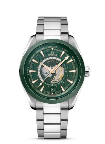 Omega 220.30.43.22.10.001 : Seamaster Aqua Terra 150M Master Chronometer 43 Worldtimer Stainless Steel - Ceramic / Green / Bracelet
