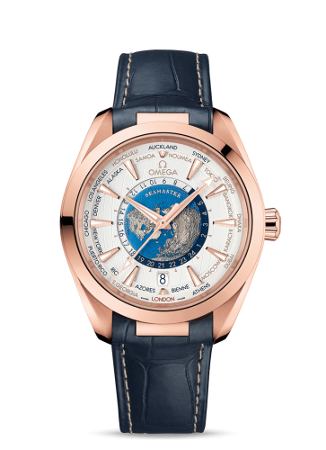 Omega 220.53.43.22.02.001 : Seamaster Aqua Terra 150M Master Chronometer 43 Worldtimer Sedna Gold / Silver / Alligator