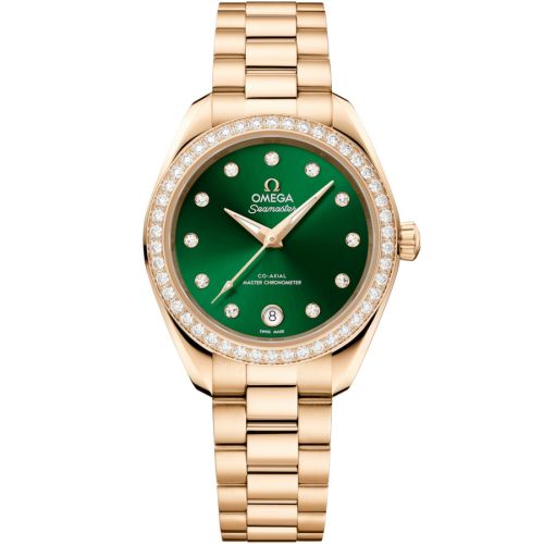 Omega 220.55.30.20.60.001 : Seamaster Aqua Terra 150M Master Co-Axial 30 Moonshine Gold - Diamond / Green - Diamond / Bracelet