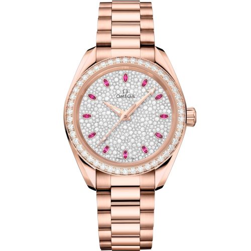 Omega 220.55.34.20.99.007 : Seamaster Aqua Terra 150M Master Chronometer 34 Sedna Gold / Diamond / Snow Ruby / Bracelet