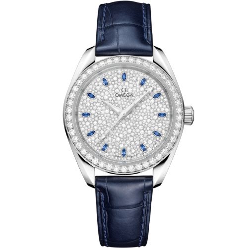 Omega 220.58.34.20.99.007 : Seamaster Aqua Terra 150M Master Chronometer 34 Canopus Gold - Diamond / Snow Sapphire / Alligator