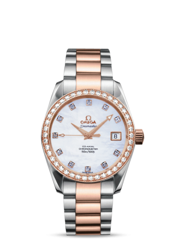 Omega 2309.75.00 : Seamaster Aqua Terra 150M Co-Axial 36.2 Stainless Steel / Red Gold / Diamond / MOP / Bracelet