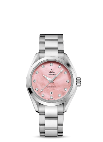 Omega 231.10.34.20.57.003 : Seamaster Aqua Terra 150M Master Co-Axial 34 Stainless Steel / Pink MOP / Bracelet