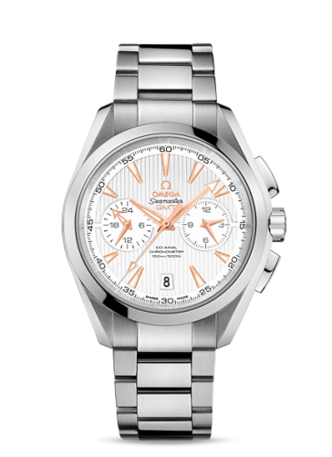 Omega 231.10.43.52.02.001 : Seamaster Aqua Terra 150M Co-Axial 43 GMT Chronograph Stainless Steel / Silver / Bracelet
