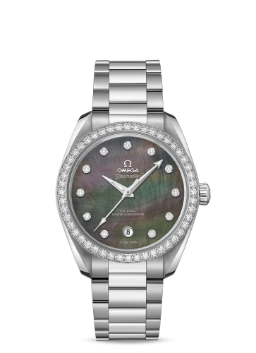 Omega 220.15.38.20.57.001 : Seamaster Aqua Terra 150M Master Chronometer 38 Stainless Steel / Diamond / Grey MOP / Bracelet