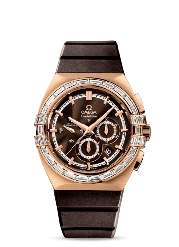 Omega 121.57.41.50.13.001 : Constellation Co-Axial 41 Chronograph Double Eagle Red Gold / Baguette / Brown / Rubber