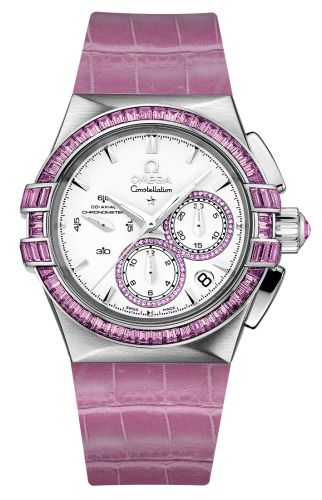 Omega 121.58.35.50.54.003 :  Constellation Co-Axial 35 Chronograph Double Eagle White Gold / Silver / Pink Alligator