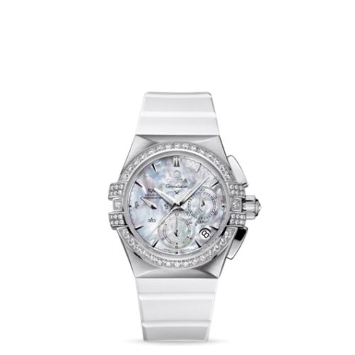 Omega 121.17.35.50.05.001 : Constellation Co-Axial 35 Chronograph Double Eagle Stainless Steel / MOP / Rubber