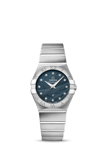 Omega 123.10.27.60.53.001 : Constellation Quartz 27 Brushed Stainless Steel / Blue Feather