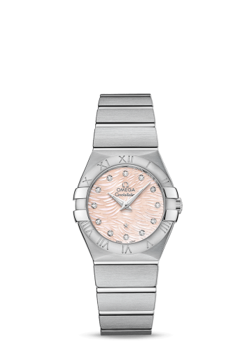 Omega 123.10.27.60.57.002 : Constellation Quartz 27 Brushed Stainless Steel / Pink / MOP