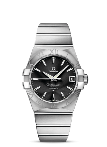 Omega 123.10.38.21.01.001 : Constellation Co-Axial 38 Stainless Steel / Black