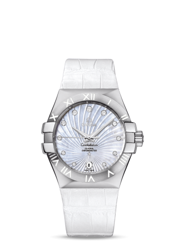 Omega 123.13.35.20.55.001 : Constellation Co-Axial 35 Stainless Steel / MOP Supernova / Alligator
