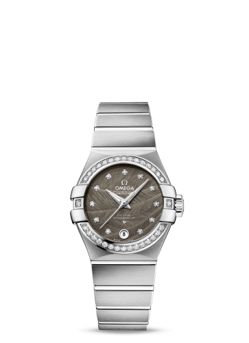 Omega 123.15.27.20.56.001 : Constellation Co-Axial 27 Brushed Stainless Steel / Diamond / Grey Feather