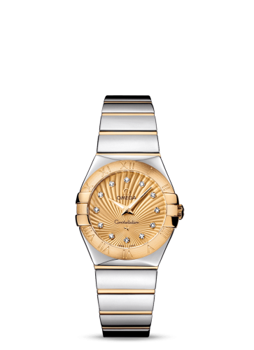 Omega 123.20.27.60.58.002 : Constellation Quartz 27 Polished Stainless Steel / Yellow Gold / Champagne Supernova