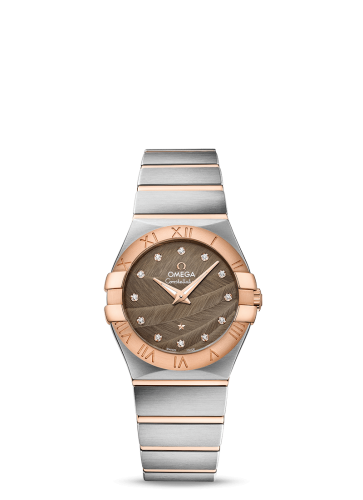 Omega 123.20.27.60.63.003 : Constellation Quartz 27 Brushed Stainless Steel / Red Gold / Brown Feather