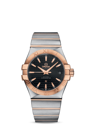 Omega 123.20.35.20.01.001 : Constellation Co-Axial 35 Stainless Steel / Red Gold / Black