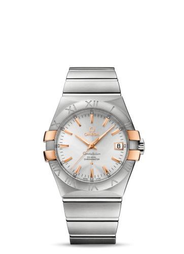 Omega 123.20.35.20.02.003 : Constellation Co-Axial 35 Stainless Steel / Red Gold Claws / Silver