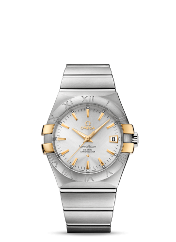 Omega 123.20.35.20.02.004 : Constellation Co-Axial 35 Stainless Steel / Yellow Gold Claws / Silver