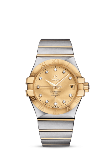 Omega 123.20.35.20.58.001 : Constellation Co-Axial 35 Stainless Steel / Yellow Gold / Champagne