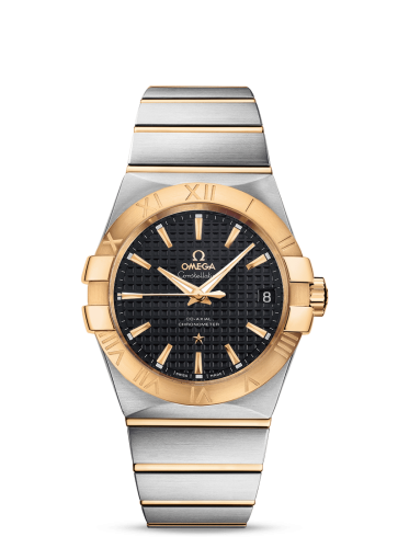 Omega 123.20.38.21.01.002 : Constellation Co-Axial 38 Stainless Steel / Yellow Gold / Lozenge Black