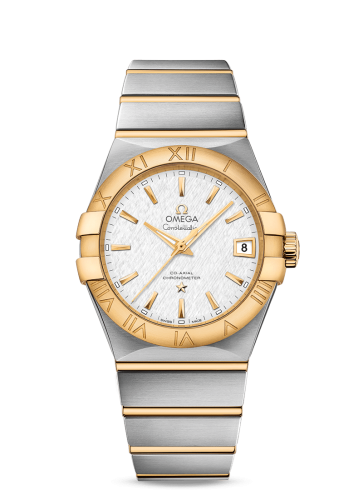 Omega 123.20.38.21.02.006 : Constellation Co-Axial 38 Stainless Steel / Yellow Gold / Silver Slik