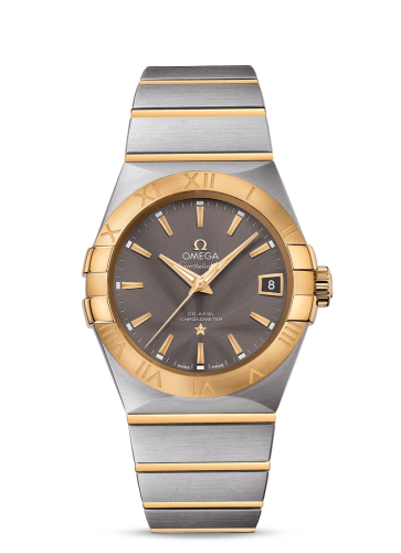 Omega 123.20.38.21.06.001 : Constellation Co-Axial 38 Stainless Steel / Yellow Gold / Grey
