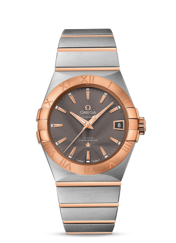 Omega 123.20.38.21.06.002 : Constellation Co-Axial 38 Stainless Steel / Red Gold / Grey
