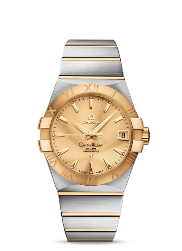 Omega 123.20.38.21.08.001 : Constellation Co-Axial 38 Stainless Steel / Yellow Gold / Champagne