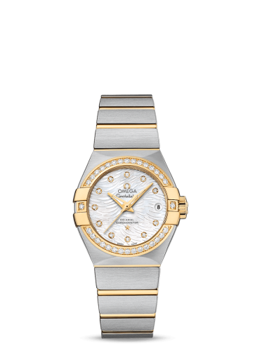 Omega 123.25.27.20.55.007 : Constellation Co-Axial 27 Brushed Stainless Steel / Yellow Gold / Diamond / MOP
