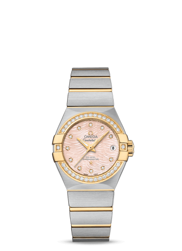 Omega 123.25.27.20.57.005 : Constellation Co-Axial 27 Brushed Stainless Steel / Yellow Gold / Diamond / Pink MOP