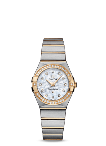 Omega 123.25.27.60.55.003 : Constellation Quartz 27 Brushed Stainless Steel / Yellow Gold  / Diamond / MOP
