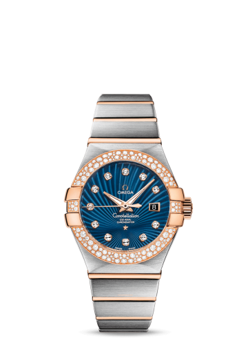 Omega 123.25.31.20.53.001 : Constellation Co-Axial 31 Stainless Steel / Red Gold / Snow / Blue Supernova