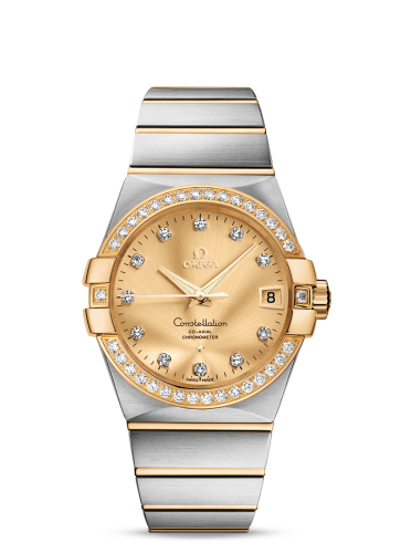 Omega 123.25.38.21.58.001 : Constellation Co-Axial 38 Stainless Steel / Yellow Gold / Diamond / Champagne