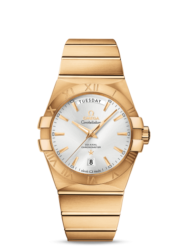 Omega 123.50.38.22.02.002 : Constellation Co-Axial 38 Day-Date Yellow Gold / Silver