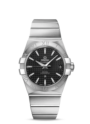Omega 123.10.38.21.01.002 : Constellation Co-Axial 38 Stainless Steel / Black