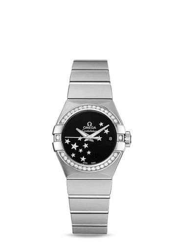 Omega 123.15.27.20.01.001 : Constellation Co-Axial 27 Brushed Stainless Steel / Diamond / Black Stars