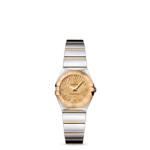 Omega 123.20.24.60.58.002 : Constellation Quartz 24 Polished Stainless Steel / Yellow Gold / Champagne Supernova