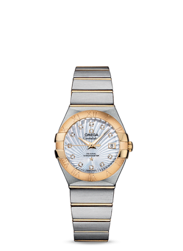 Omega 123.20.27.20.55.002 : Constellation Co-Axial 27 Brushed Stainless Steel / Yellow Gold / MOP Supernova