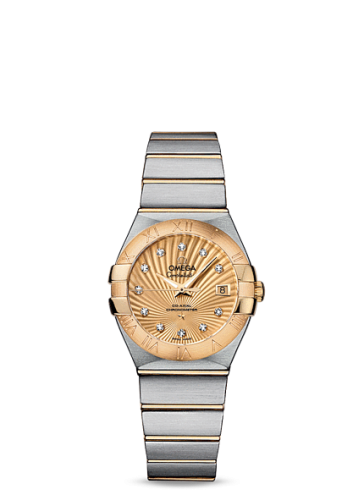 Omega 123.20.27.20.58.001 : Constellation Co-Axial 27 Brushed Stainless Steel / Yellow Gold / Champagne Supernova