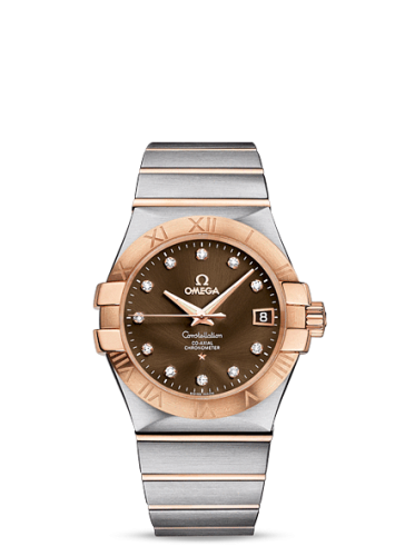 Omega 123.20.35.20.63.001 : Constellation Co-Axial 35 Stainless Steel / Red Gold / Brown