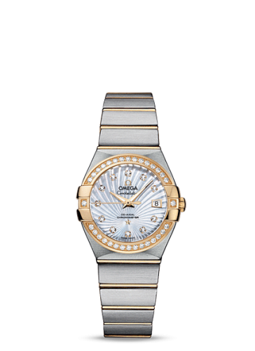 Omega 123.25.27.20.55.002 : Constellation Co-Axial 27 Brushed Stainless Steel / Yellow Gold / Diamond / MOP Supernova
