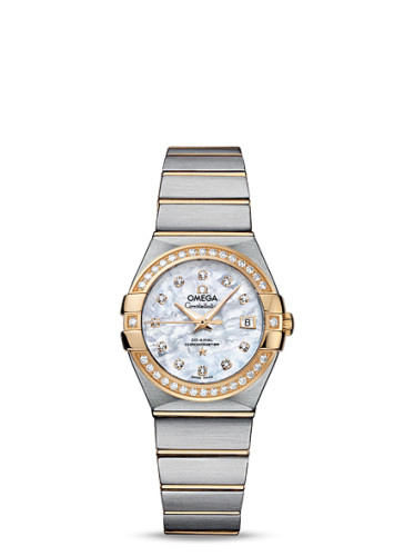 Omega 123.25.27.20.55.003 : Constellation Co-Axial 27 Brushed Stainless Steel / Yellow Gold / Diamond / MOP